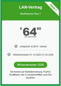 LAN Vertrag Blechhammer Haus 1 für das Wintersemester 01. Oktober. 2025 bis 31. März 2026