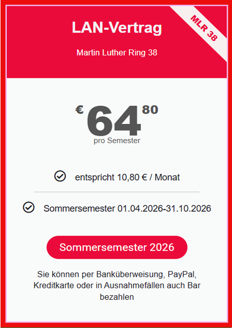 LAN Vertrag Martin-Luther Ring 38 für das Sommersemester 01. April. 2026 bis 31. Oktober 2026